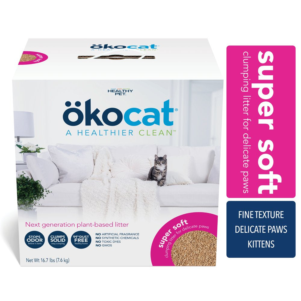 Okocat Premium Super Soft Clumping Natural Wood Cat Litter, Delicate Paws, Unscented,11.2 Lbs Animals & Pet Supplies > Pet Supplies > Cat Supplies > Cat Litter Healthy Pet 16.7 lbs  