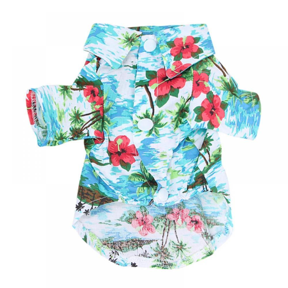 Hawaiian Dog Shirt Summer Breathable Pet Clothes Dog Sweatshirts Cool Coconut Tree Pineapple Beach Dog Shirts for Small Medium Large Dog Cat Boy Girl Cute Dog Polo Apparel Animals & Pet Supplies > Pet Supplies > Dog Supplies > Dog Apparel Stibadium   