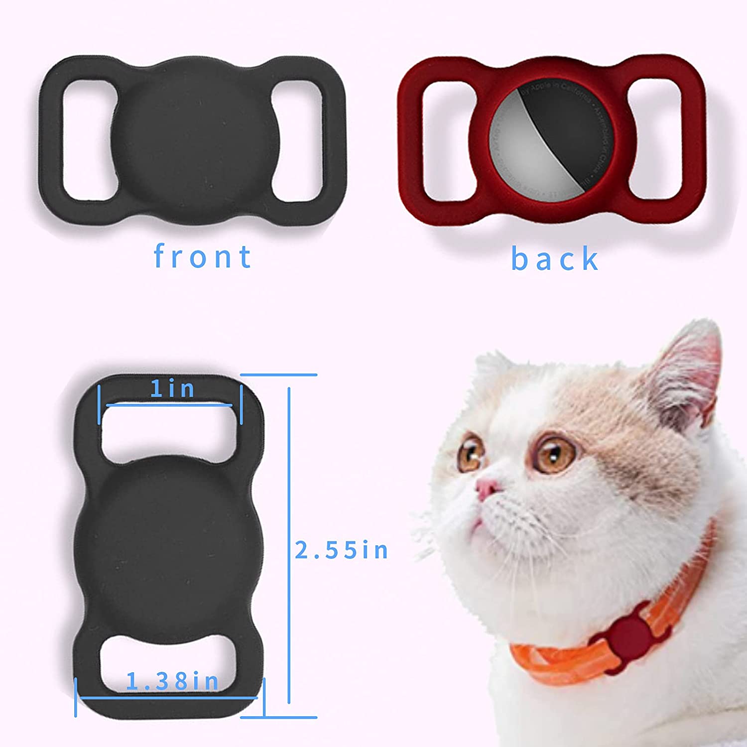 Air Tag Dog Collar Holder Waterproof Small Compatible Protective Cover for Apple Airtag GPS Tracking Dog Cat Soft Silicone Waterproof Protective for Pet Dog Cat and Children Elderly Bags