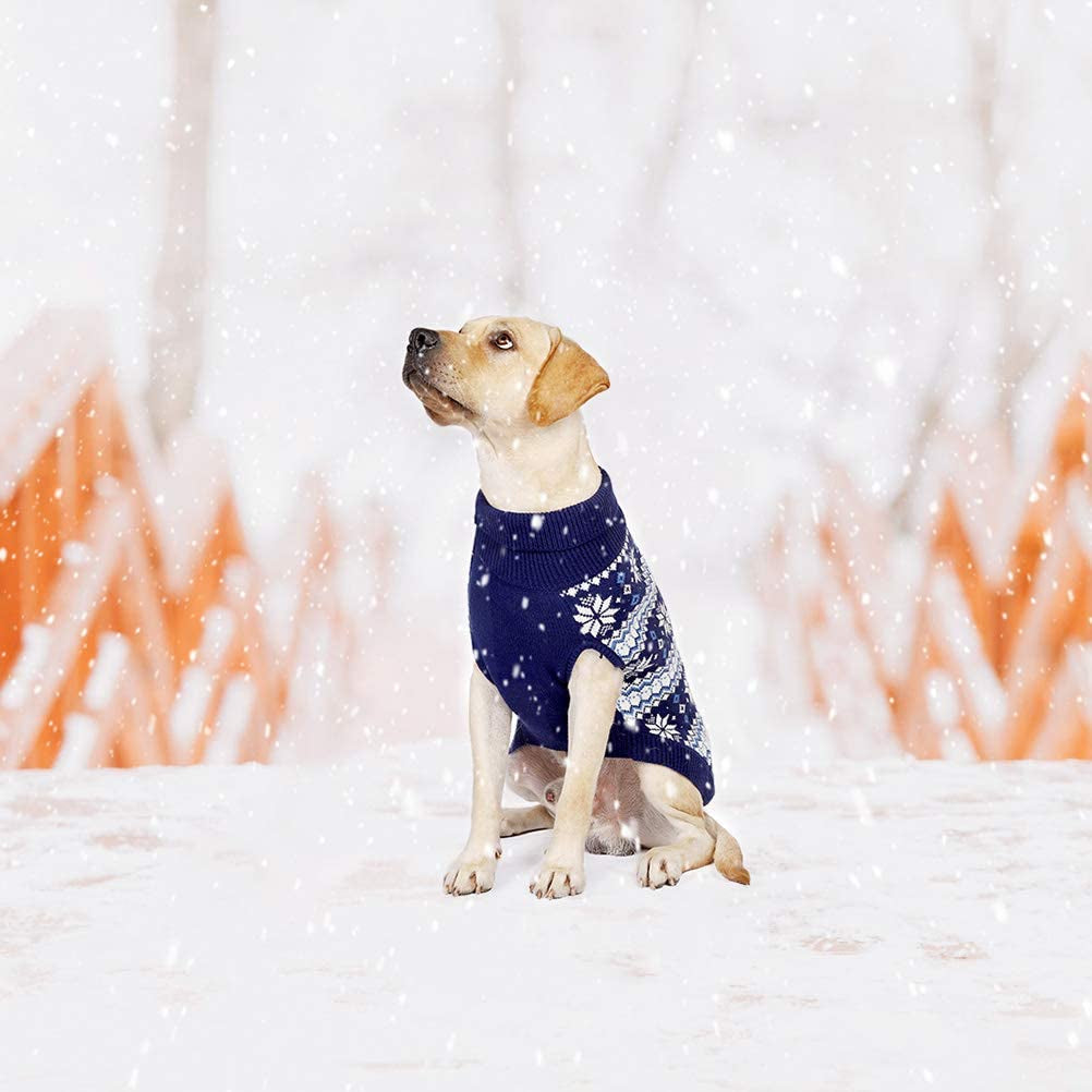 Cable Knit Dog Sweater Turtleneck, Warm & Comfortable Dog Cold Weather Clothes with Snowflake Pattern, Classic Knitwear Dog Winter Coat Outfits for Small Medium Large Dogs Animals & Pet Supplies > Pet Supplies > Dog Supplies > Dog Apparel KOOLTAIL   