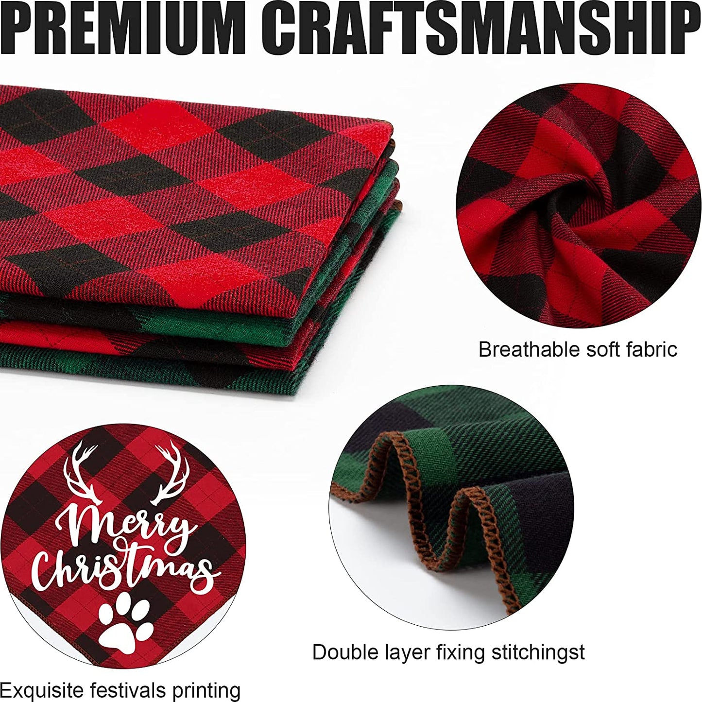 4 Pack Birthday Dog Bandanas - Classic Triangle Merry Christmas Printing Fall Plaid Xmas Pet Scarf Bibs Kerchief Gifts Set - Pet Holiday Accessories Decoration for Small to Large Puppy Dogs Cats Animals & Pet Supplies > Pet Supplies > Dog Supplies > Dog Apparel Remifa   