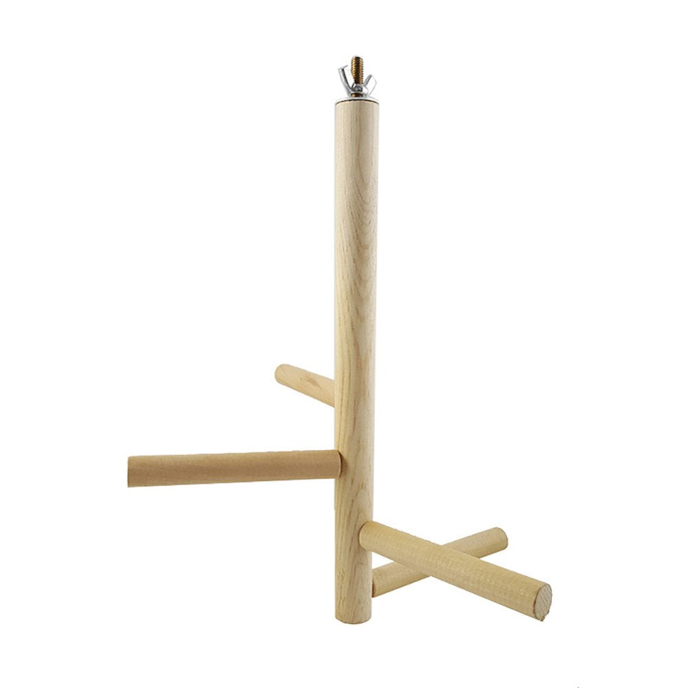 HEVIRGO Pet Bird Parrot 4 Bars Wood Rotating Perches Standing Ladder Rack Play Toy Beige Wood Animals & Pet Supplies > Pet Supplies > Bird Supplies > Bird Ladders & Perches HEVIRGO   