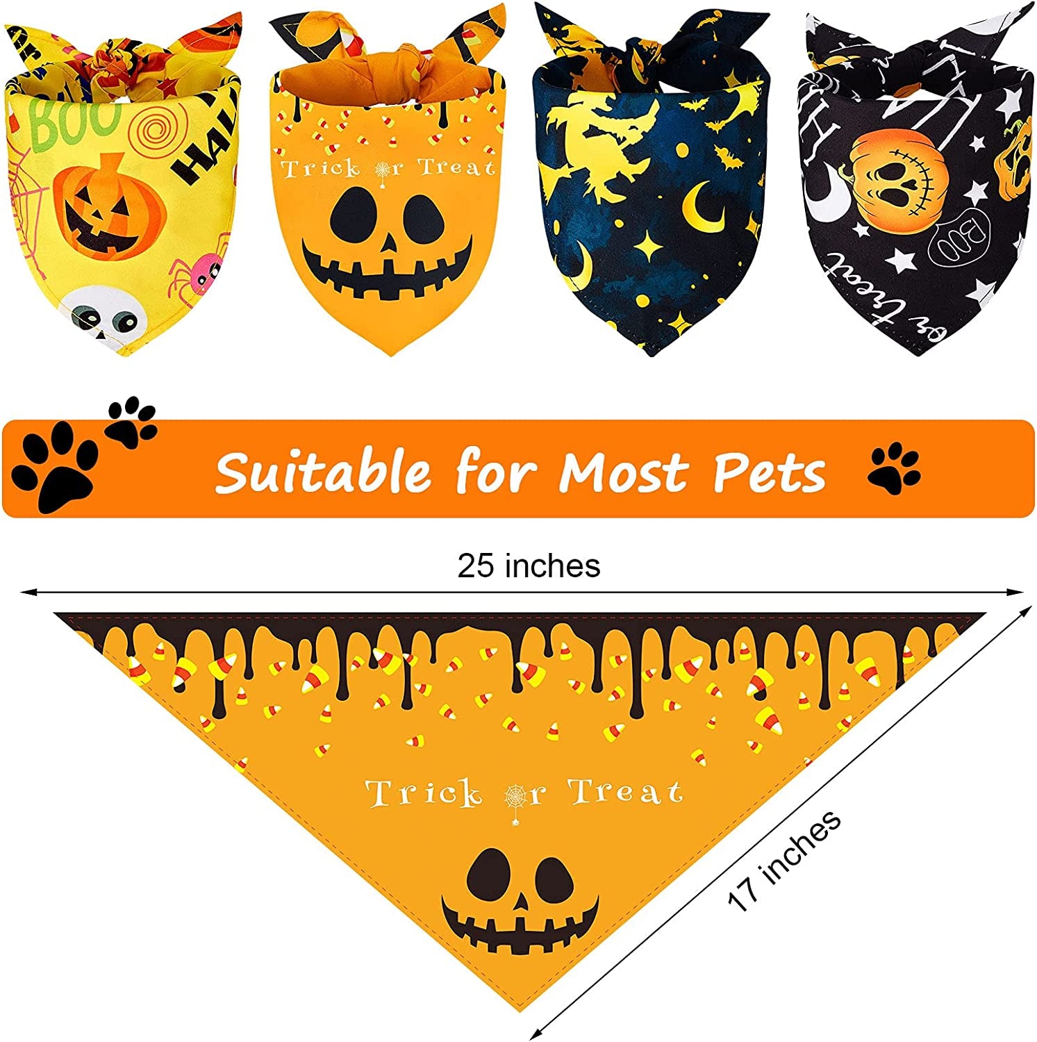 8 Pieces Halloween Dog Bandanas Pumpkin Bat Pet Scarf Dog Triangle Dog Scarf Adjustable Dog Bib Dog Scarf for Halloween Holiday Costume (Spider Style) Animals & Pet Supplies > Pet Supplies > Dog Supplies > Dog Apparel Weewooday   