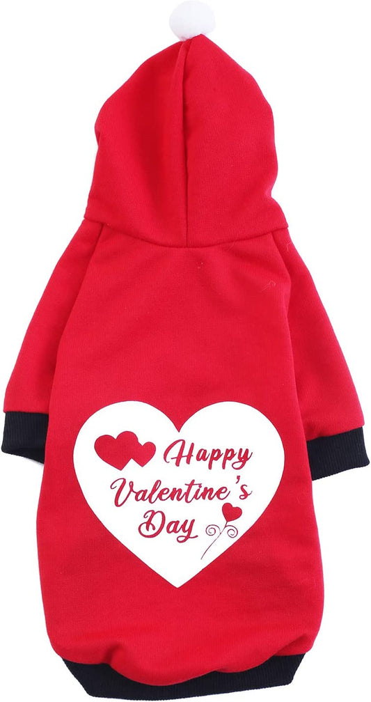 Coomour Pet Dog Happy Valentine'S Day Hoodies Cat Heart Costume Puppy Clothes for Dogs Cats Outfit (S)