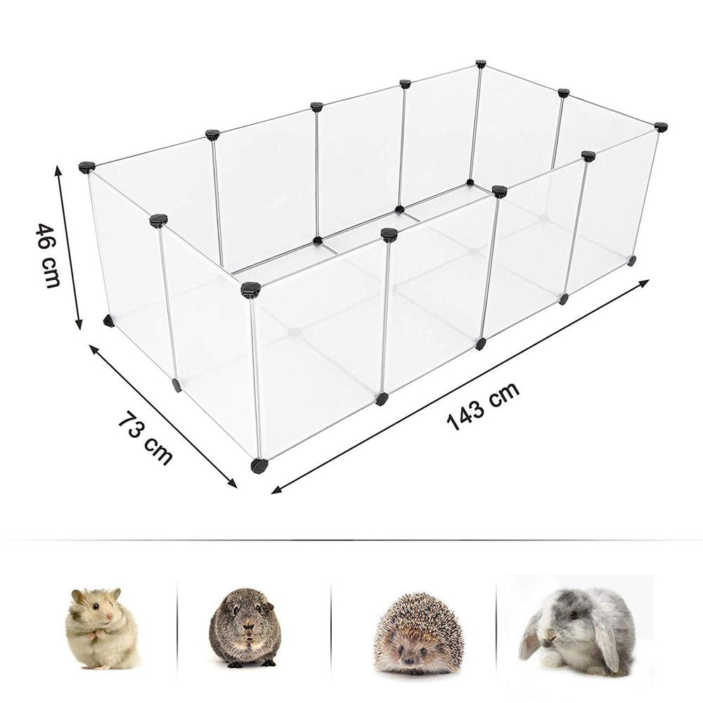 Playpen Plastic, Rabbit Fence Indoor Small Animal Cage Exercise Pen Transparent Playpen for Puppy Guinea Pigs Bunny Chinchilla Gerbils Hedgehogs Rats (20 Panels/Size:14 X 14 Inches ) Animals & Pet Supplies > Pet Supplies > Dog Supplies > Dog Kennels & Runs Geo Bot   