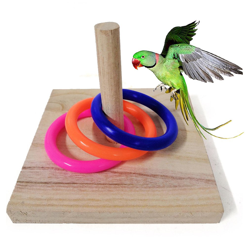 Papaba Bird Toy,Pet Bird Parrot Wooden Board Plastic Ring Training Loop Educational Chew Toy Animals & Pet Supplies > Pet Supplies > Bird Supplies > Bird Toys Papaba   