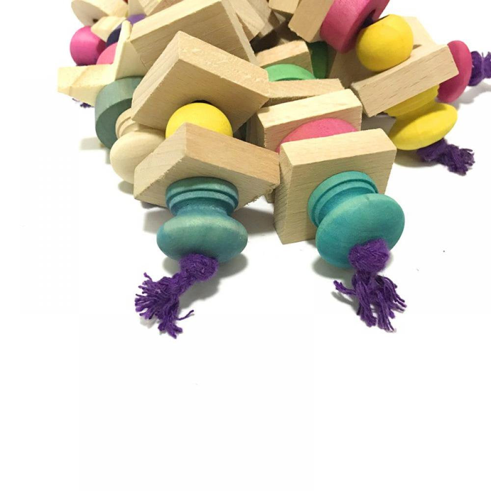 Bird Toys, Parrot Toys, Parrots Cage Chewing Toy with Colorful Wood Beads, Multicolored Wooden Block Bite Toys for Macaw African Grey Cockatoo and a Variety of Parrots Animals & Pet Supplies > Pet Supplies > Bird Supplies > Bird Toys LOVEBAY   