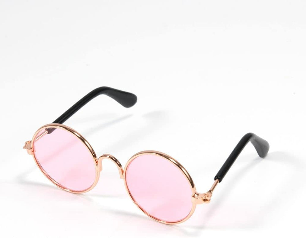 Round Pet Cat Glasses Lovely Sunglasses for Little Dog Cat Eye-Wear Reflection Glasses Photos Props Pet Supplies(Pink) Animals & Pet Supplies > Pet Supplies > Dog Supplies > Dog Apparel Houchu pink  