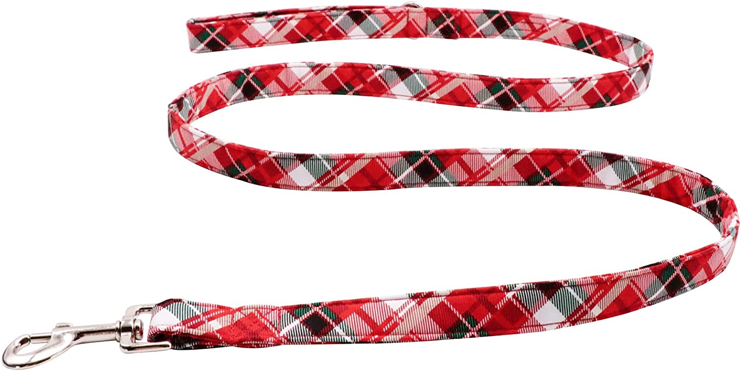 Lionet Paws Christmas Dog Collar with Bowtie, Dog Bowtie Collar with Metal Buckle for Dogs, Adjustable Comfortable Dog Collar Girl Boy Gift Santa Claus, M, Neck 13.5-22 In Animals & Pet Supplies > Pet Supplies > Dog Supplies > Dog Apparel lionet paws Red&Green&White Grid(Leash) X-Small (Pack of 1) 