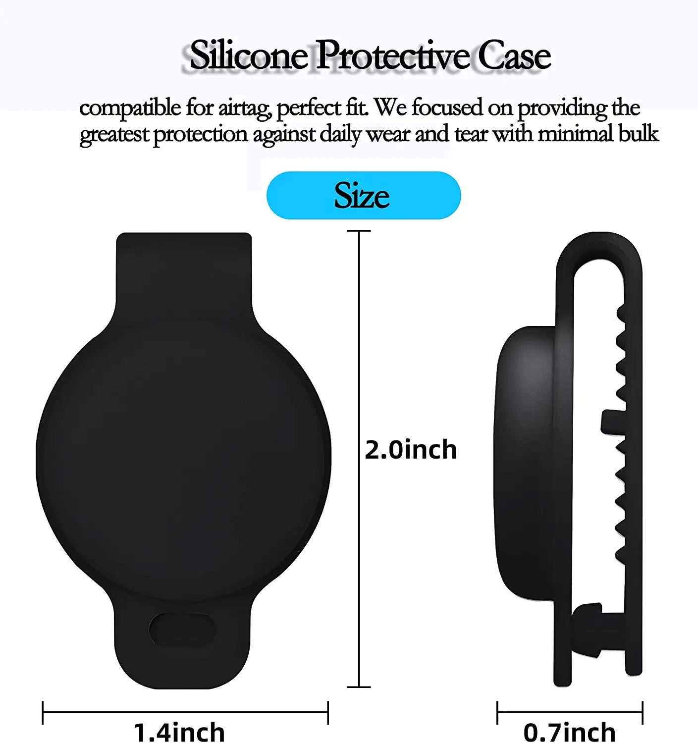 Silicone Protective Case Compatible for Apple Airtag GPS Tracking Dog Cat Collar Accessories Pet Loop Holder , Air Tag Protective Case Bag Lightweight Soft Anti-Scratch Anti-Fall(Black)