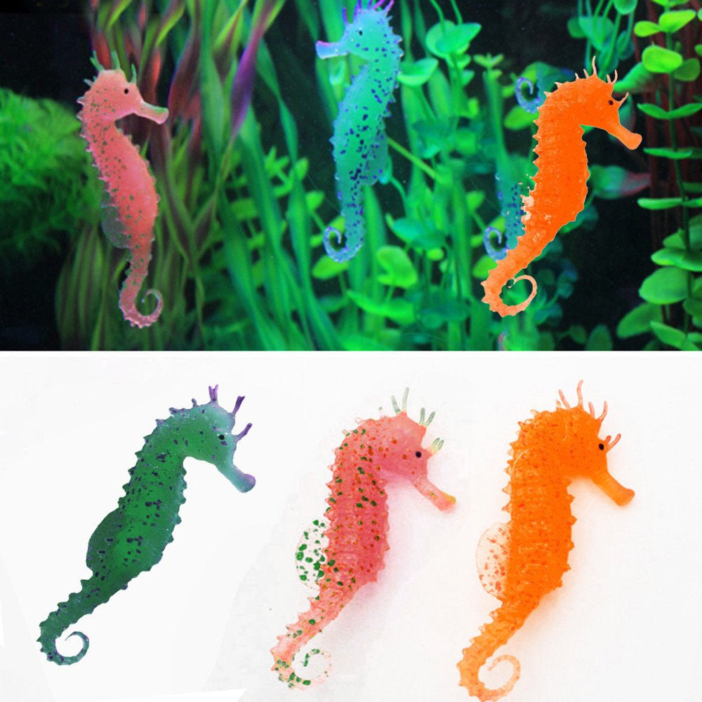 Cyber Monday Deals Bseka Simulation Floating Hippocampus Glow Decor Anemone Ornament Fish Tank Decorations for Various Fish Tank