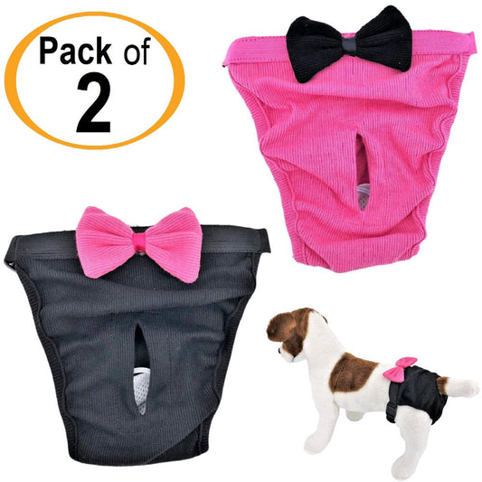 PACK - 2 Dog Diapers for Female Girl Cats SMALL and LARGE Pet 100% Cotton Animals & Pet Supplies > Pet Supplies > Dog Supplies > Dog Diaper Pads & Liners FunnyDogClothes XL/XXL waist 22 "- 32"  