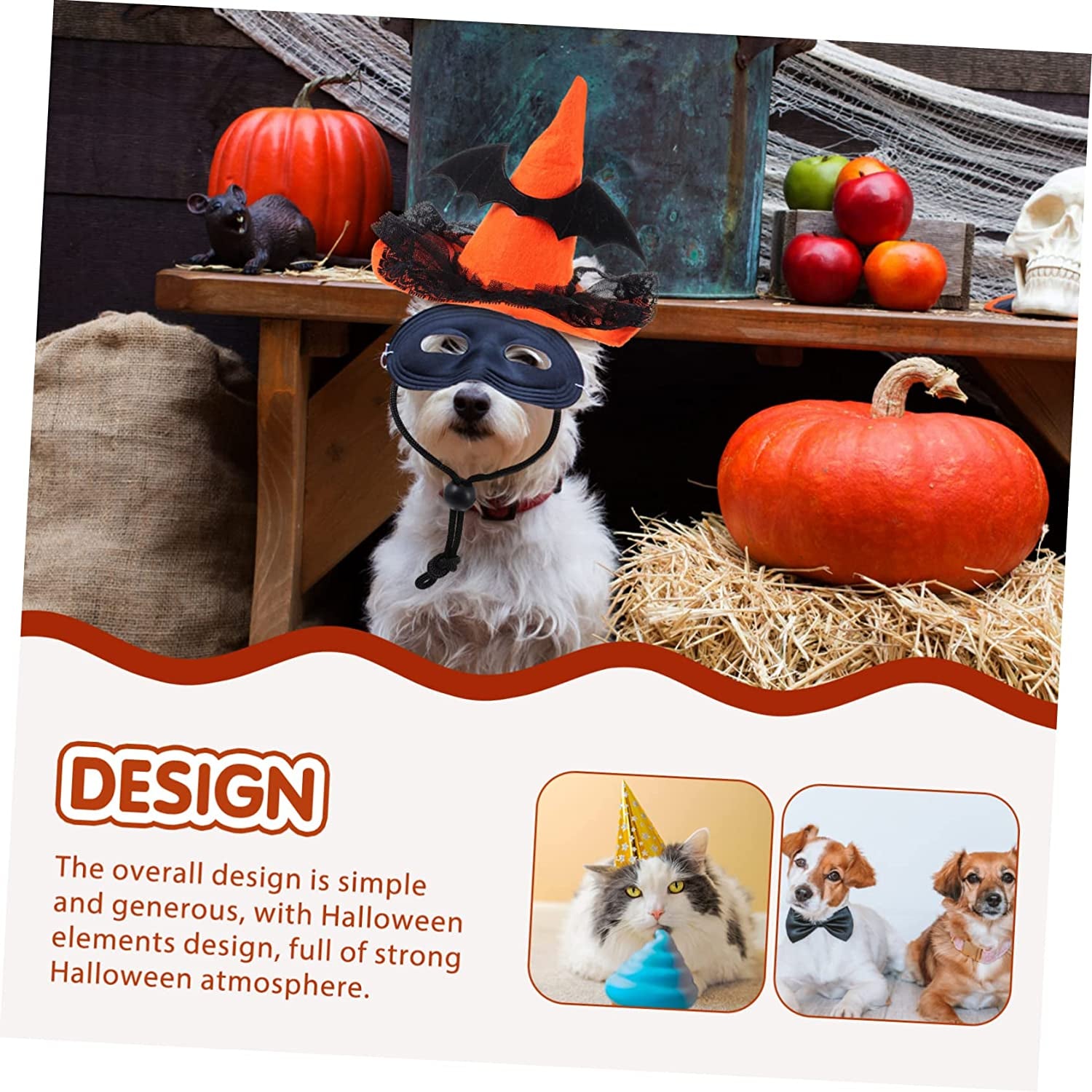 Balacoo Wizard Hat Adorable Decorative Costume for Props Witch Headgear Theme with Costumes Cute Supply Cone Lace Pet Dog Wear-Resistant Supplies Themed Hats Bat Black Pumpkin Funny Animals & Pet Supplies > Pet Supplies > Dog Supplies > Dog Apparel Balacoo   