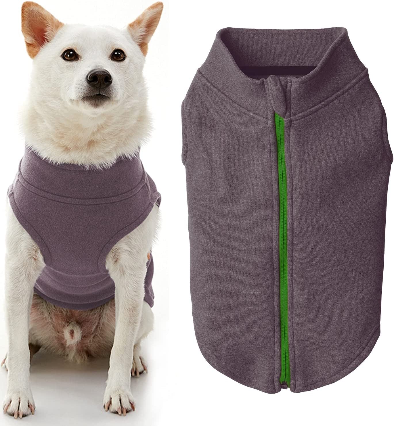 Gooby Zip up Microfiber Fleece Dog Sweater - Purple, Medium - Warm Double Layered Soft Microfiber Fleece Step-In Dog Jacket without Ring Leash - Winter Dog Sweaters for Small Dogs and Medium Dogs Animals & Pet Supplies > Pet Supplies > Dog Supplies > Dog Apparel Inafiction USA Purple-Micro 3X-Large chest (~28.5") 