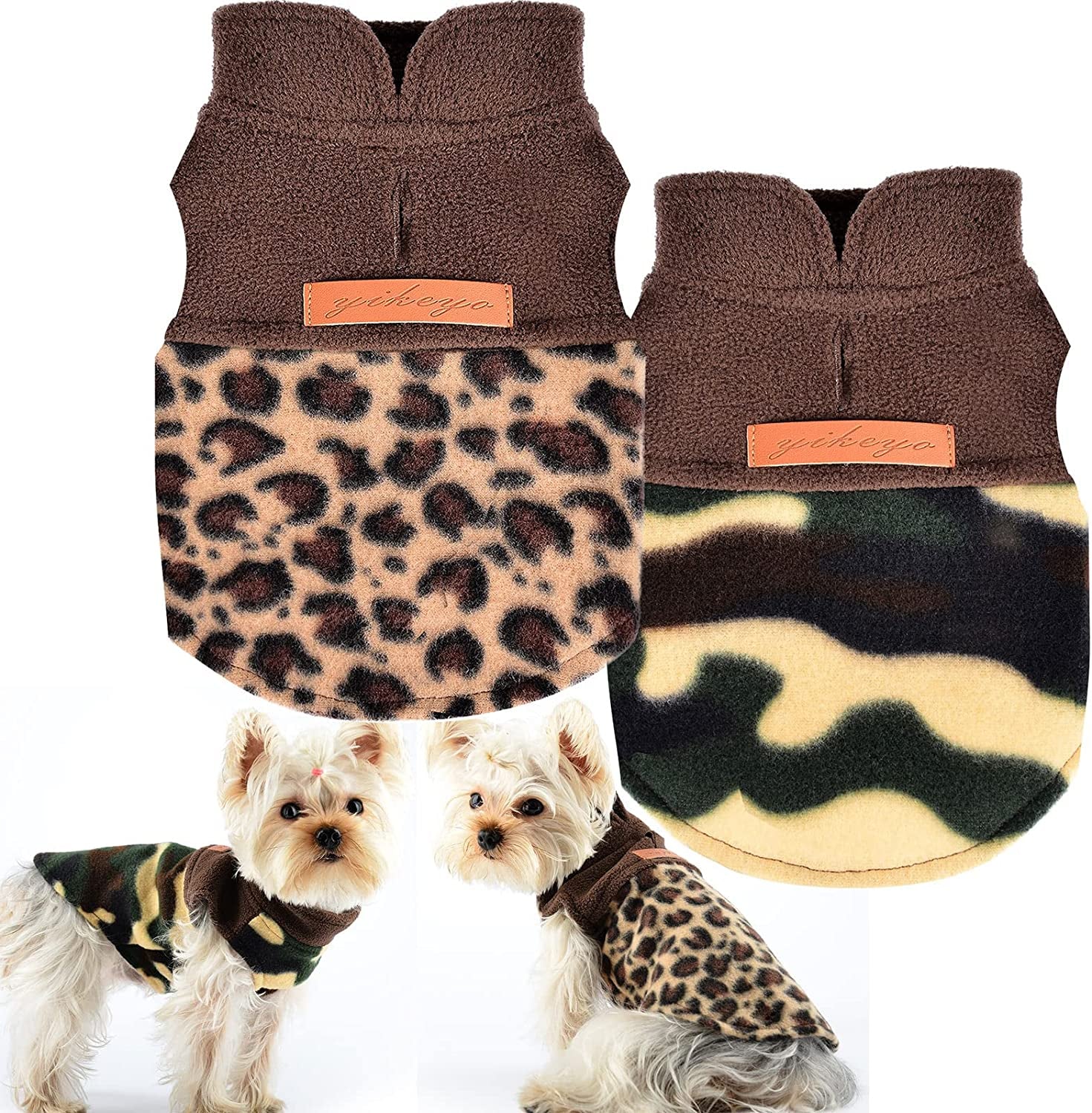 2 Pieces Valentine'S Day Chihuahua Sweater, Plaid Dog Sweaters for Small Dogs, XS Dog Clothes Winter Warm Tiny Dog Outfits for Teacup Yorkie Puppies Extra Small Breed Costume (X-Small) Animals & Pet Supplies > Pet Supplies > Dog Supplies > Dog Apparel Sebaoyu Leopard Print, Camouflage X-Small 