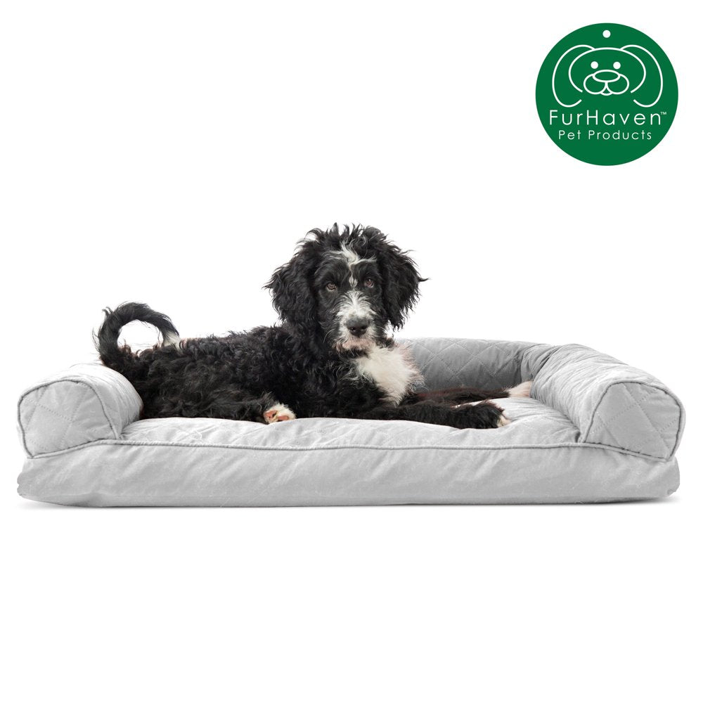 Furhaven Pet Products | Quilted Pillow Sofa Pet Bed for Dogs & Cats, Wine Red, Jumbo Animals & Pet Supplies > Pet Supplies > Cat Supplies > Cat Beds FurHaven Pet Products L Silver Gray 