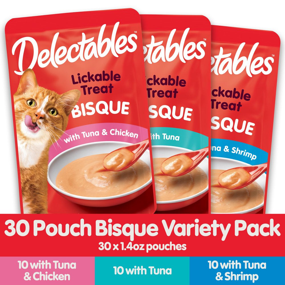 Hartz Delectables Bisque Lickable Wet Cat Treats Variety Pack, 30 Count