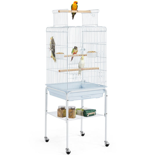 Topeakmart 53.5-Inch Open Top Metal Bird Cage with Detachable Rolling Stand, White Animals & Pet Supplies > Pet Supplies > Bird Supplies > Bird Cages & Stands Topeakmart White  