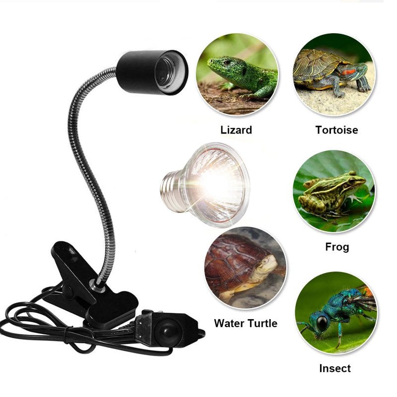 HTOCINQ Reptile Heat Lamp, 50W Basking Spot Lamp with Clip, UVA UVB Reptile Lamp with Fixture for Lizard Turtle Snake Amphibian & Aquarium Animals & Pet Supplies > Pet Supplies > Reptile & Amphibian Supplies > Reptile & Amphibian Food HTOCINQ   