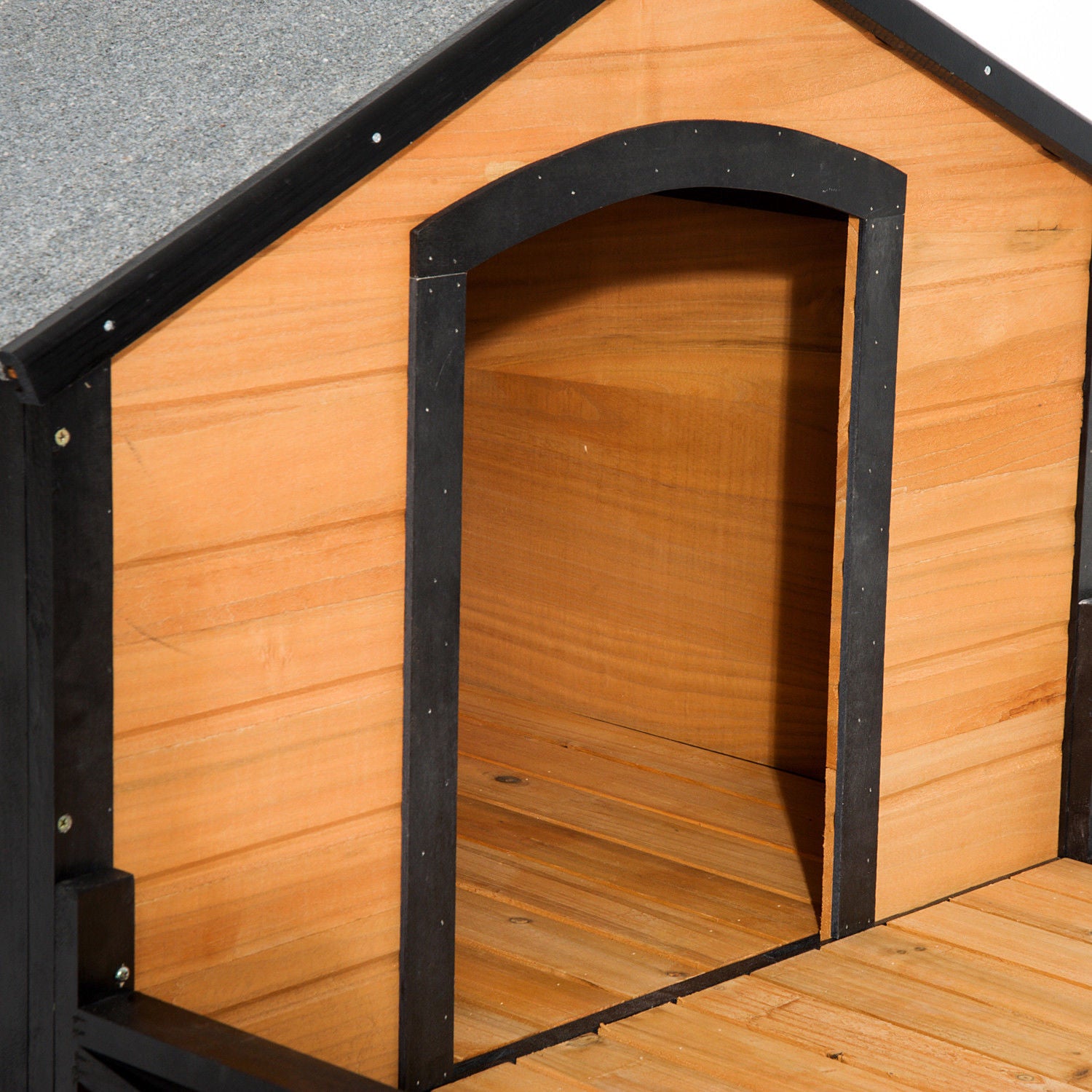 Pawhut 67" Large Wooden Cabin Style Elevated Outdoor Dog House with Porch Animals & Pet Supplies > Pet Supplies > Dog Supplies > Dog Houses Aosom LLC   