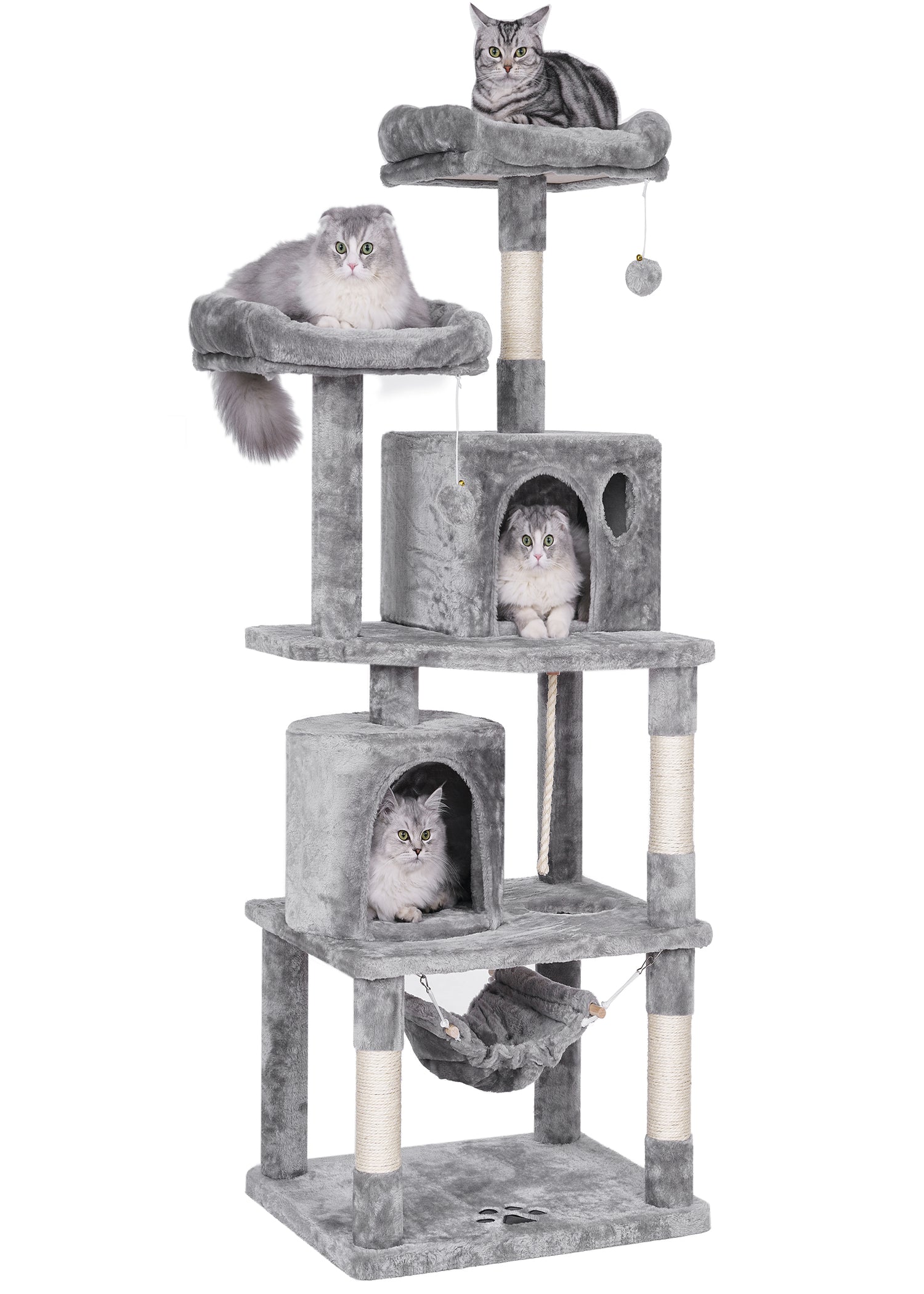 BEWISHOME Cat Tree Condo Furniture Kitten Activity Tower Pet Kitty Play House with Scratching Posts Perches Hammock MMJ01 Animals & Pet Supplies > Pet Supplies > Cat Supplies > Cat Furniture BEWISHOME Light Gray  