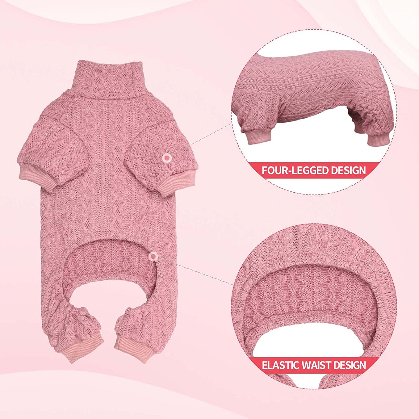 Dog Sweater Turtleneck Knitted Dog Clothes Solid Color Puppy Sweater Warm Cat Sweater Dog Sweaters for Large Dogs (Pink & L) Animals & Pet Supplies > Pet Supplies > Dog Supplies > Dog Apparel Jamktepat   