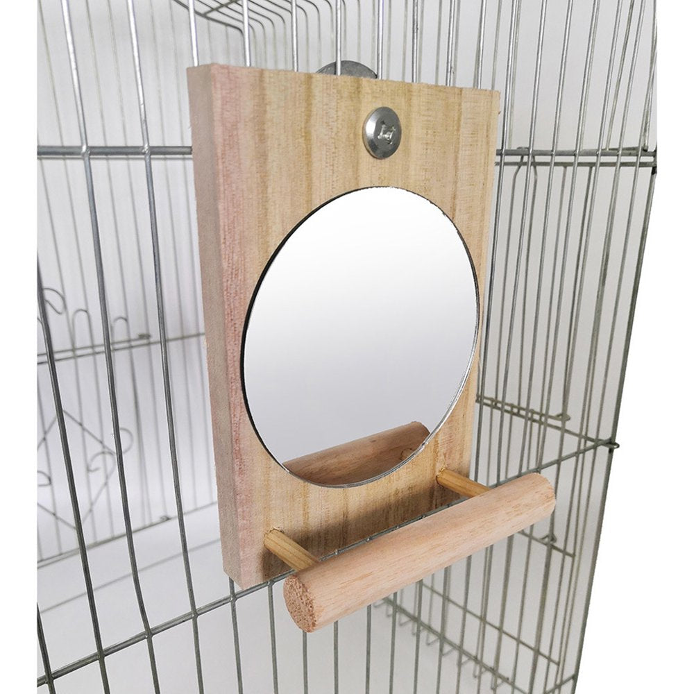 AOOOWER Bird Mirror with Perch Hanging Wood Stand Toy Parrot Birdcage Stands for African Greys Budgies Cockatiels Lovebirds Animals & Pet Supplies > Pet Supplies > Bird Supplies > Bird Cages & Stands AOOOWER   