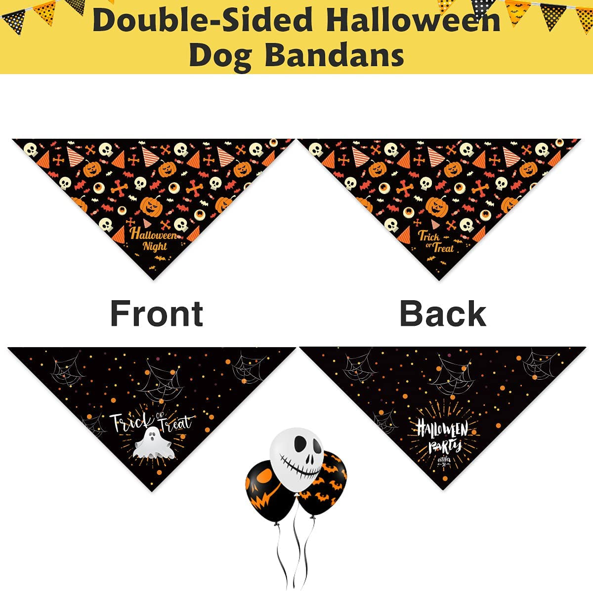 Kytely 2 Pack Halloween Costumes Dog Bandanas Double Sided Pumpkin Halloween Bandanas/Outfits for Dogs Cats Pet Reversible Triangle Pet Bandanas Scarf Bibs Accessories Animals & Pet Supplies > Pet Supplies > Dog Supplies > Dog Apparel Kytely   