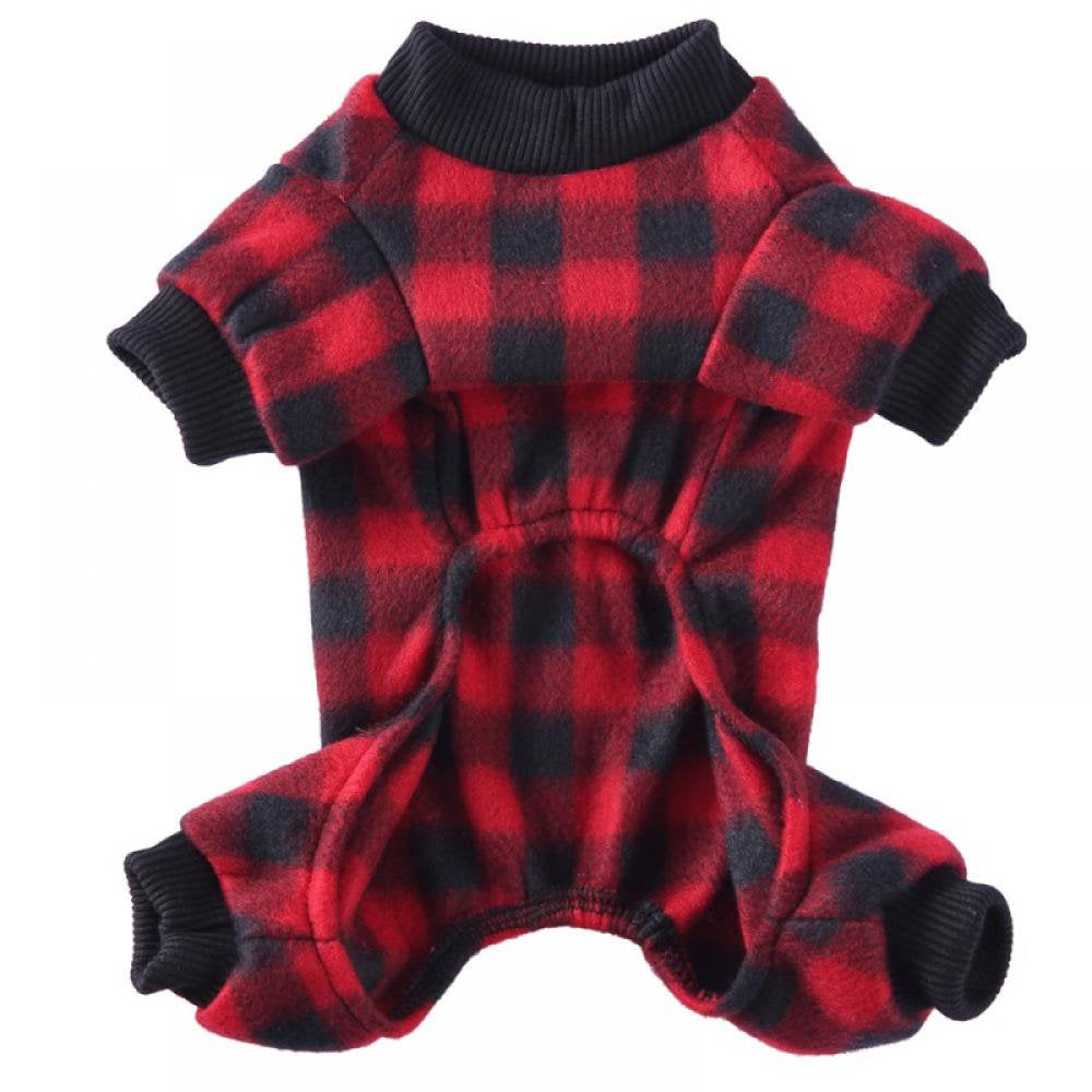 HULKLIFE 100% Cotton Buffalo Plaid Dog Clothes Puppy Pajamas Pet Apparel Cat Onesies Jammies Doggie Jumpsuits Animals & Pet Supplies > Pet Supplies > Dog Supplies > Dog Apparel Hulklife   