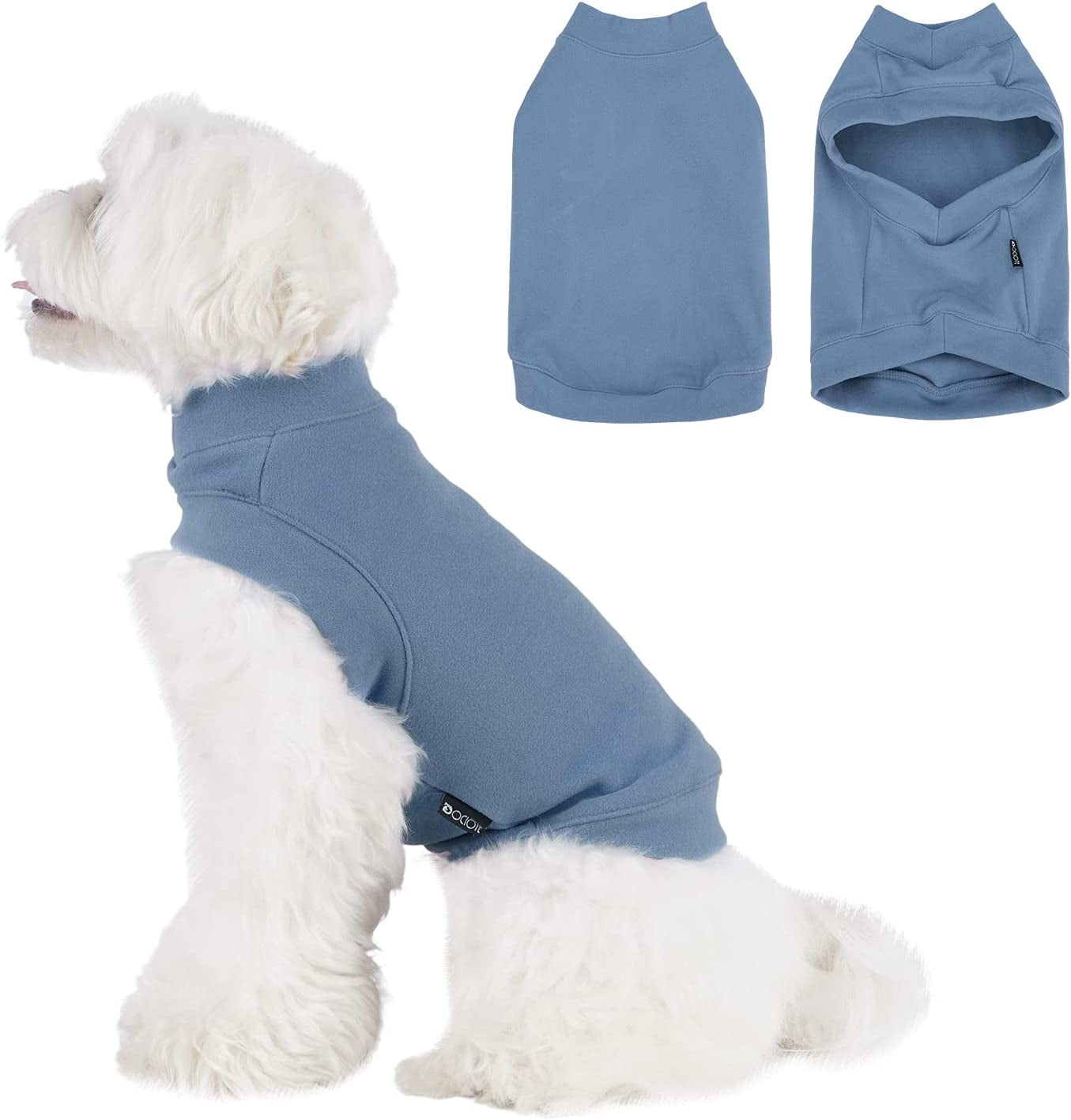 Soft Fleece Dog Sweatshirt - Warm Dog Sweaters for Small Medium Dogs Cats Cold Weather - Cat Sweater Pullover Stretchy Hoodie Easy on - Comfortable Dog Winter Clothes Pet Sweaters Vest for Doggie Animals & Pet Supplies > Pet Supplies > Dog Supplies > Dog Apparel Dociote Grey-blue L 