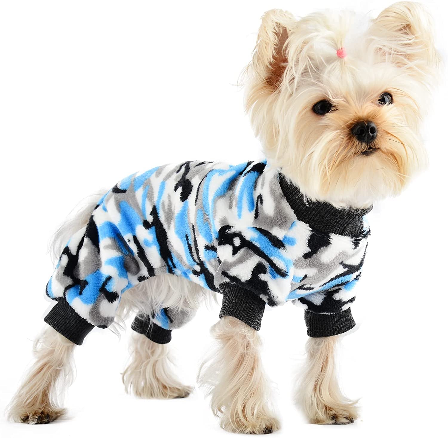 Chihuahua Pajamas for Dogs Small Puppy Pjs Fleece Winter Warm Dog Jumpsuit Cute Pet Clothes Tiny Dog Sweater Clothing Yorkie Teacup Outfits (X-Small) Animals & Pet Supplies > Pet Supplies > Dog Supplies > Dog Apparel Sebaoyu Camouflage blue Large/(6.6-9.35 lb) 