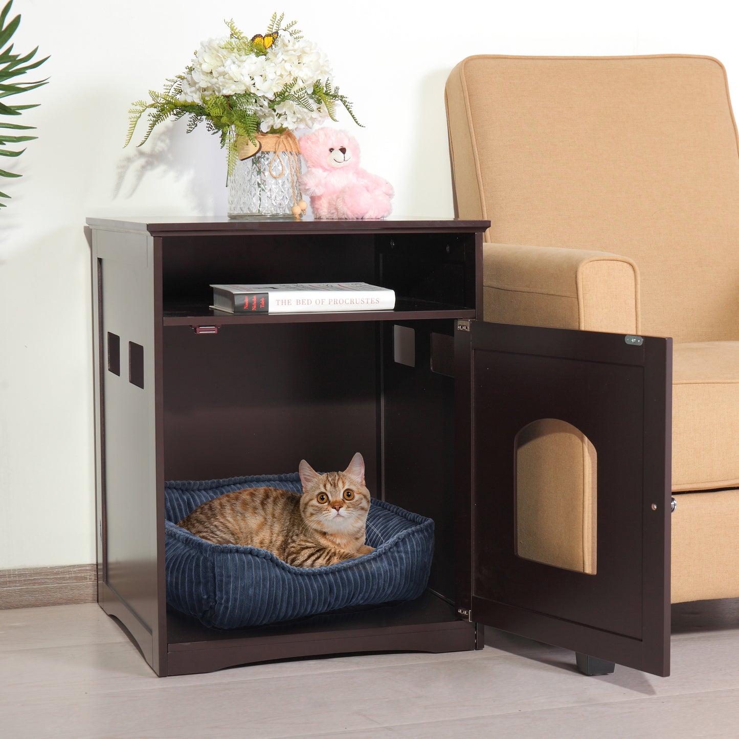 Coziwow Decorative Cat Litter Box Cover,Cat House & Side Table, Litter Box Enclosure,Brown Animals & Pet Supplies > Pet Supplies > Cat Supplies > Cat Furniture Coziwow   