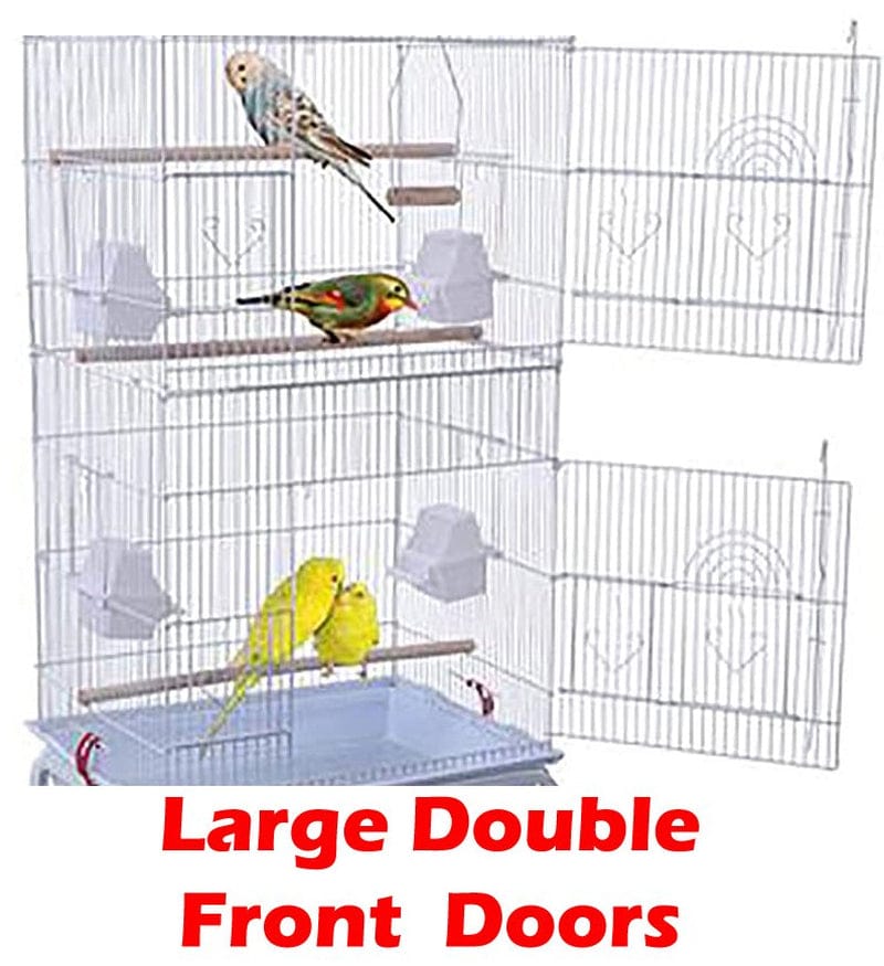 63" Large Bird Flight House Parrot Home with Removable Rolling Stand Breeding Travel Cage with Side Nesting Doors for Aviary Budgie Canary Parakeet Cockatiel Lovebird Finches Animals & Pet Supplies > Pet Supplies > Bird Supplies > Bird Cages & Stands Mcage   