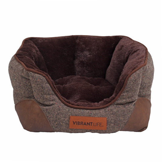 Vibrant Life Pet Bed Small Cozy Cuddler-Style Dog & Cat Bed, Bed with High Walls, Brown Animals & Pet Supplies > Pet Supplies > Cat Supplies > Cat Beds PM&J LLC   