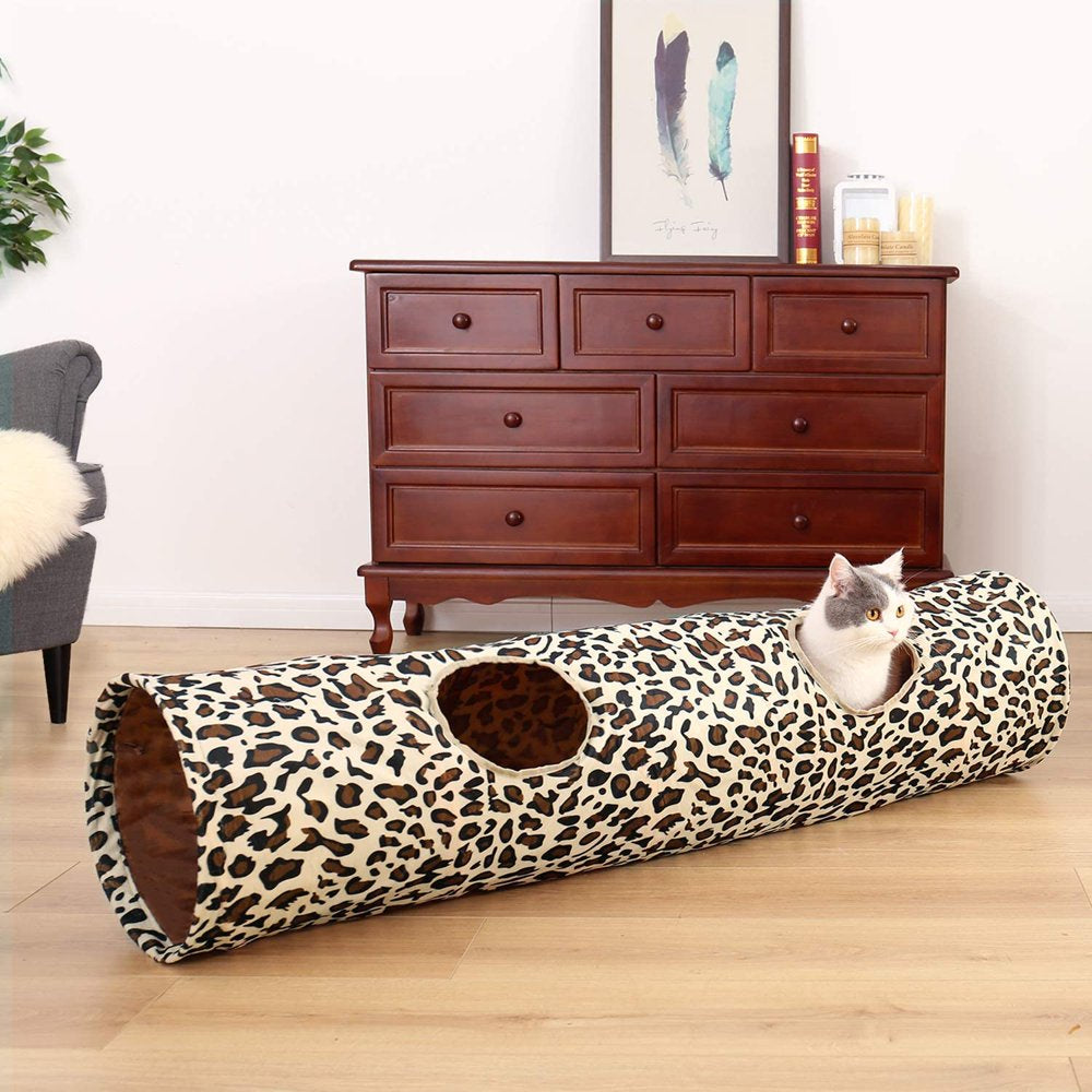 Carkira Cat Tunnel Toy Foldable Leopard Tunnel Pet Toy with Funny Cat Ball Animals & Pet Supplies > Pet Supplies > Cat Supplies > Cat Toys Carkira   