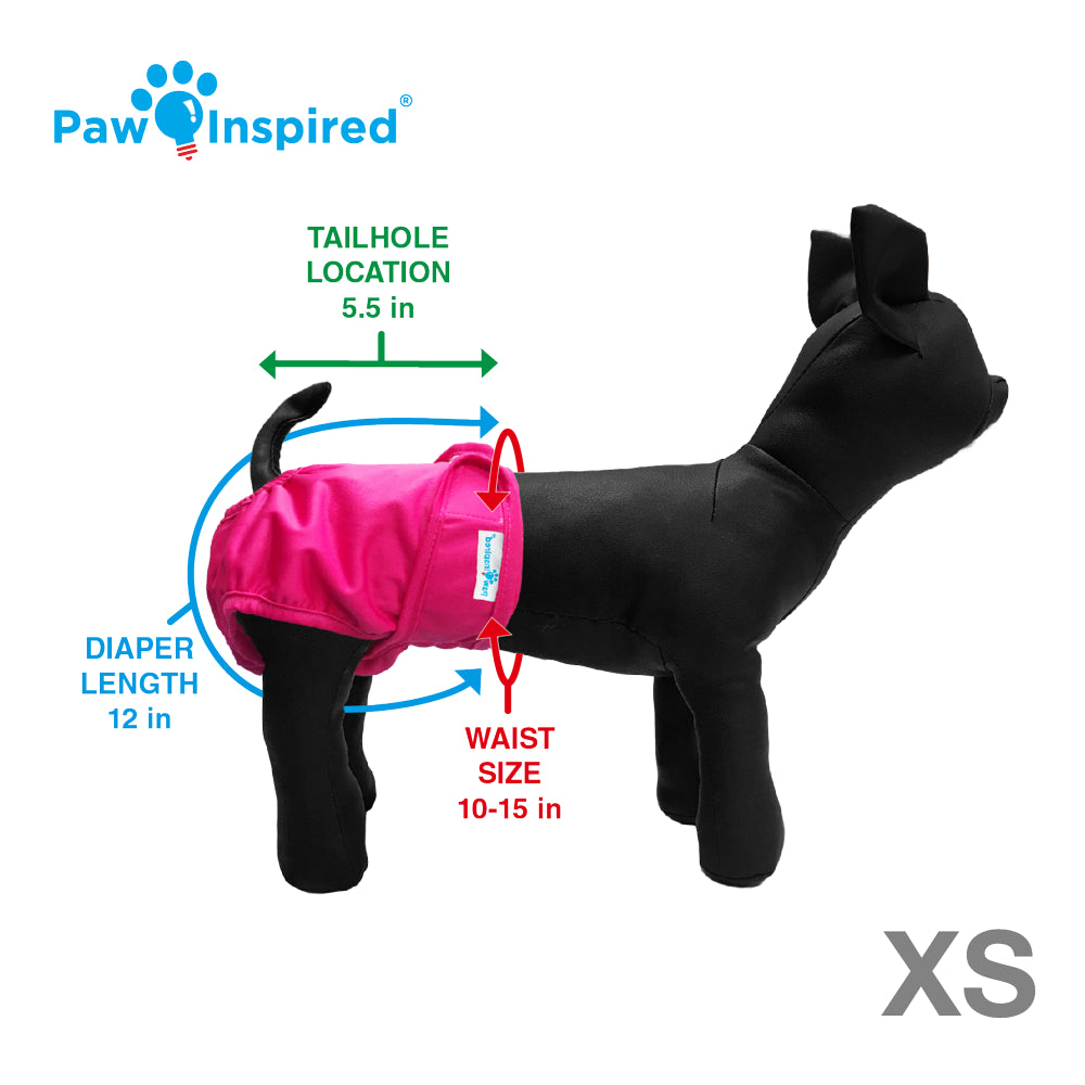 Paw Inspired 3Ct Washable Female Dog Diapers, Doggie Doggy Diapers, Puppy Diapers for Female Dog Heat | Reusable Pet Diapers for Female Dogs, Cat Diapers (Assorted (White Lining), X-Small) Animals & Pet Supplies > Pet Supplies > Dog Supplies > Dog Diaper Pads & Liners Paw Inspired   