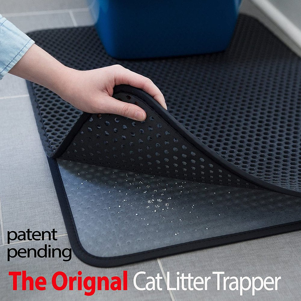 Iprimio Cat Litter Mat - Traps Litter from Paws and Box - Large (30” X 23”) - Black
