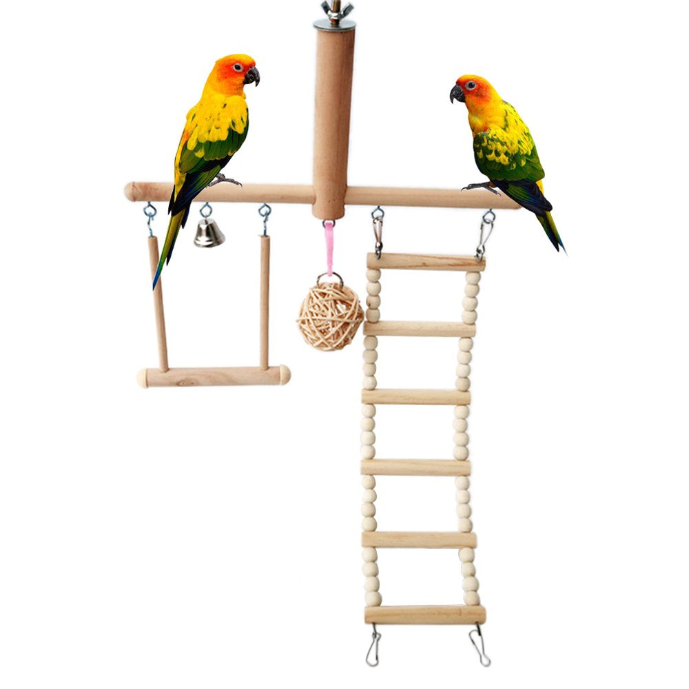 Bird Cage Stand for Play Gym Conure Parrot Perch Playground Climbing Ladder Swing Rattan Ball Chew Toys Animals & Pet Supplies > Pet Supplies > Bird Supplies > Bird Ladders & Perches WANGFUFU   