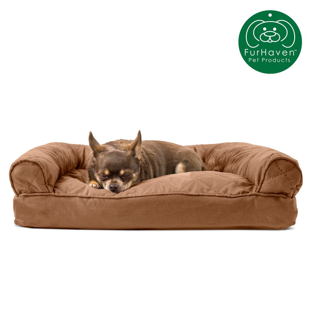 Furhaven Pet Products | Quilted Pillow Sofa Pet Bed for Dogs & Cats, Navy, Medium Animals & Pet Supplies > Pet Supplies > Cat Supplies > Cat Beds FurHaven Pet Products S Toasted Brown 