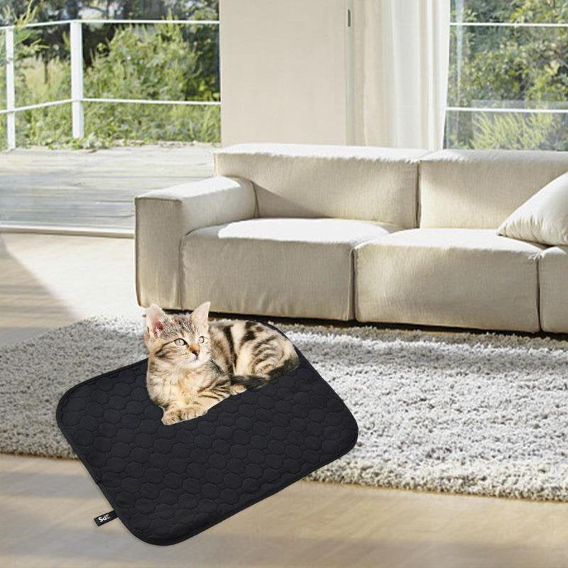 Cooling Cat Litter Mat Breathable Four-Layer Kitty Mats Non-Slip for Litter Boxes - Black, M Animals & Pet Supplies > Pet Supplies > Cat Supplies > Cat Litter Box Mats Magideal   