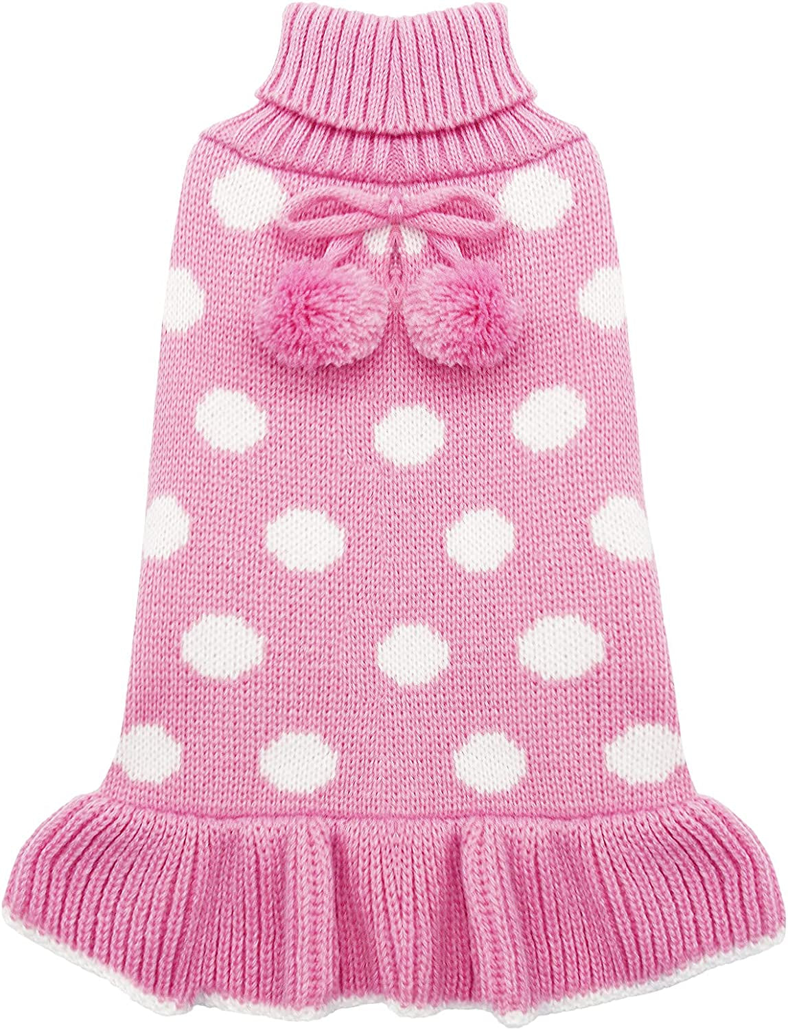 KYEESE Dog Sweaters with Leash Hole for Small Dogs Turtleneck Dog Sweater Dress Polka Dot Knit Pullover Doggie Sweater Warm Pet Sweater Animals & Pet Supplies > Pet Supplies > Dog Supplies > Dog Apparel kyeese 3# Polkadot (Pink) Medium (Pack of 1) 