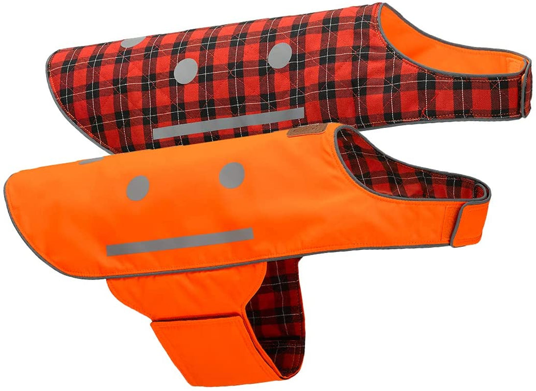 SPOT the DOG! Reflective Vest Safety Apparel for All Dogs - Easy Fastening Closure, Reversible High Visibility Fluorescent Orange/Red Plaid, X-Small Animals & Pet Supplies > Pet Supplies > Dog Supplies > Dog Apparel Spot the Dog, LLC X-Large  