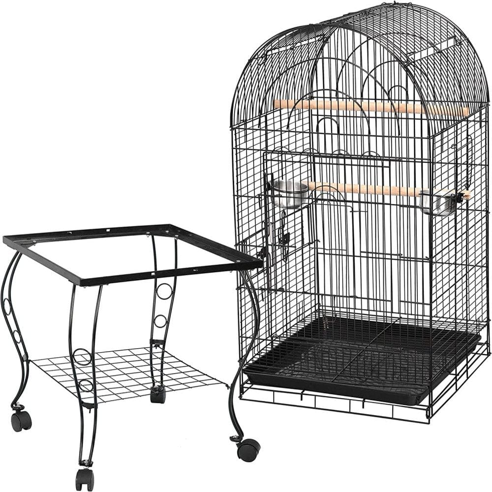 635 Inches Medium Bird Cage Open Top Parrot Cage with Detachable Stand Rolling Wheels Lovebird Cockatiel Quaker Sun Parakeet Green-Cheek Conure Cage Animals & Pet Supplies > Pet Supplies > Bird Supplies > Bird Cages & Stands JayDAYon   