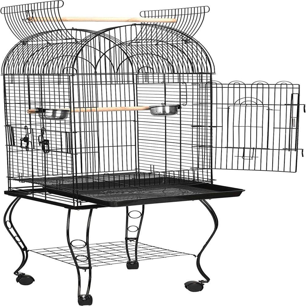 635 Inches Medium Bird Cage Open Top Parrot Cage with Detachable Stand Rolling Wheels Lovebird Cockatiel Quaker Sun Parakeet Green-Cheek Conure Cage Animals & Pet Supplies > Pet Supplies > Bird Supplies > Bird Cages & Stands JayDAYon   