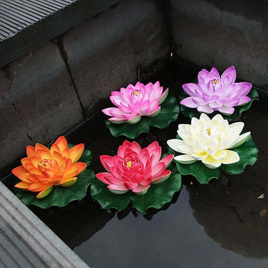 Skys Artificial Lotus Flower Fake Floating Water Lily Garden Pond Fish Tank Decor