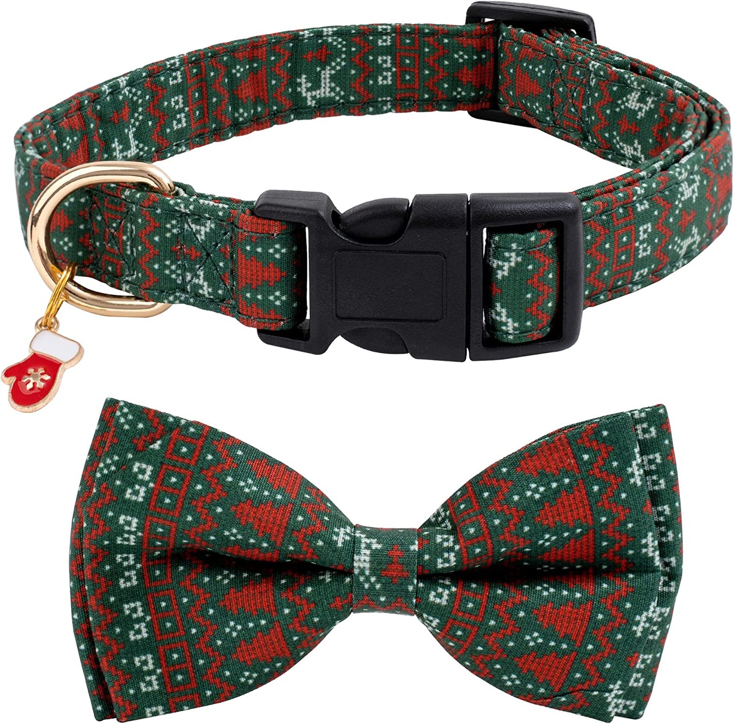 Cotton Christmas Dogs Collar with Bow Tie Red Green Dog Collars for Girl Female Boy Male Small Medium Large Dogs L Animals & Pet Supplies > Pet Supplies > Dog Supplies > Dog Apparel Faygarsle Green S 