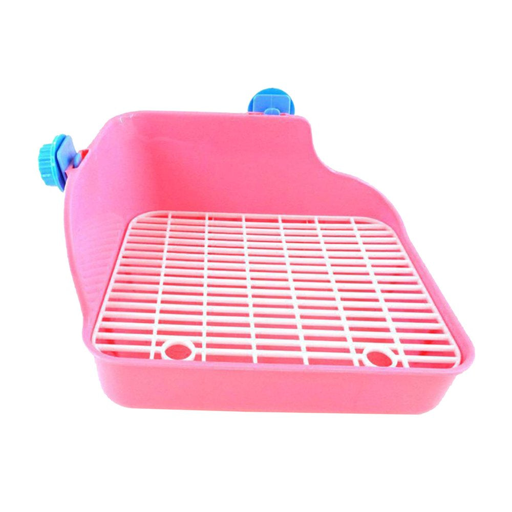 Pet Rabbit Corner Litter Box Cage Potty Trainer Rectangular Pet Pan Cleaning Guinea Pigs Hamster Animals & Pet Supplies > Pet Supplies > Small Animal Supplies > Small Animal Bedding Gazechimp Pink  