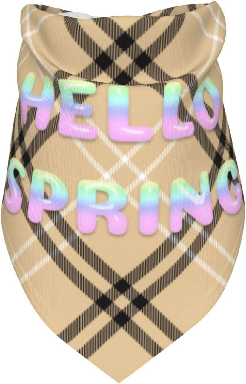 Round Hello Spring Font Gradient Pet Dog and Cat Decorative Triangle Scarf,Dog Bandana,Breathable and Stain Resistant. Animals & Pet Supplies > Pet Supplies > Dog Supplies > Dog Apparel ZALTAS   