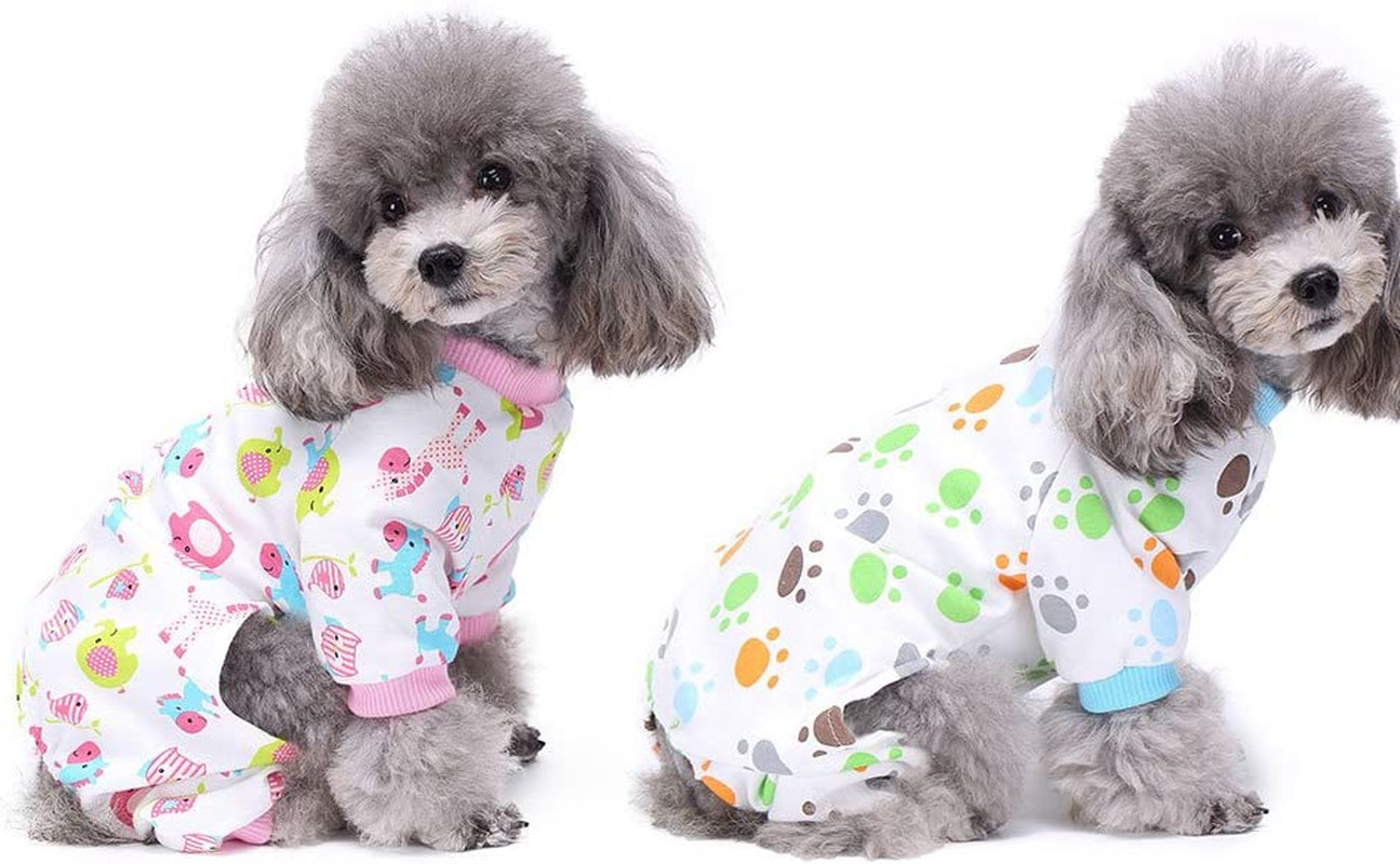 2-Pack Dog Clothes Dogs Cats Onesie Soft Dog Pajamas Cotton Puppy Rompers Pet Jumpsuits Cozy Bodysuits for Small Dogs and Cats Animals & Pet Supplies > Pet Supplies > Dog Supplies > Dog Apparel HL   