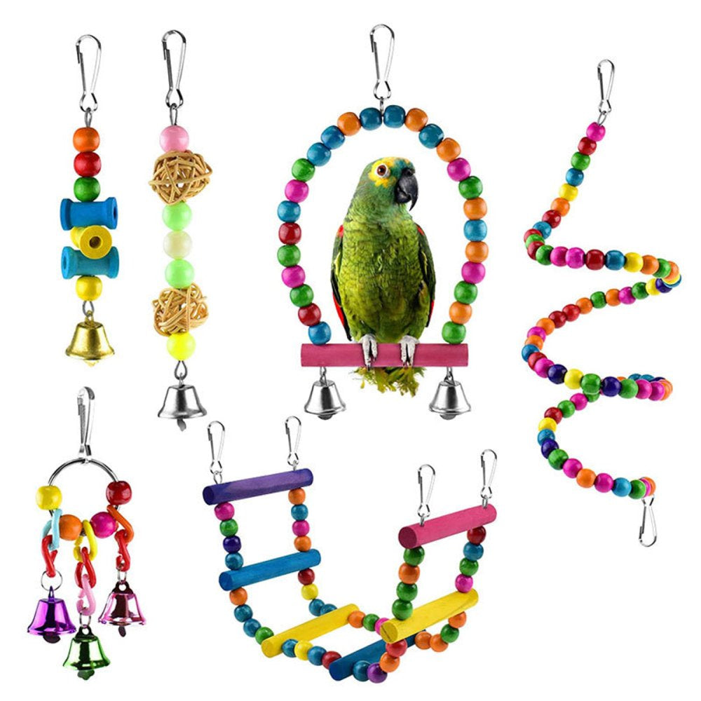 Luonfels Bird Toys Birds Perches Swing 6 Packs Bird Cage Perch for Cockatiels Parrot Parakeet Accessories Animals & Pet Supplies > Pet Supplies > Bird Supplies > Bird Cage Accessories Luonfels   